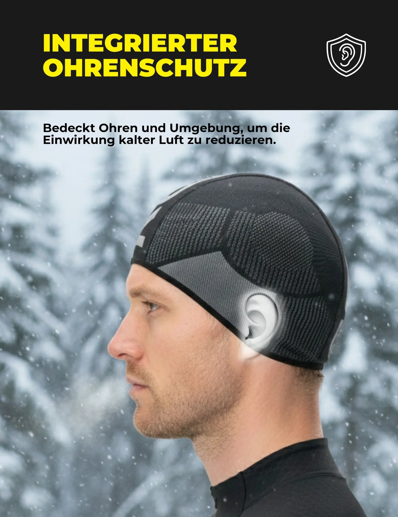 Rockbros - HelmMütze Winter mit Ohrenschutz, Atmungsaktiv & Winddicht