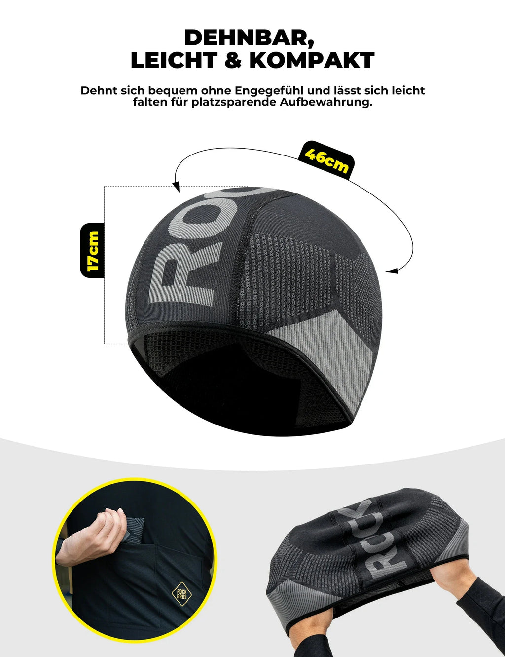 Rockbros - HelmMütze Winter mit Ohrenschutz, Atmungsaktiv & Winddicht
