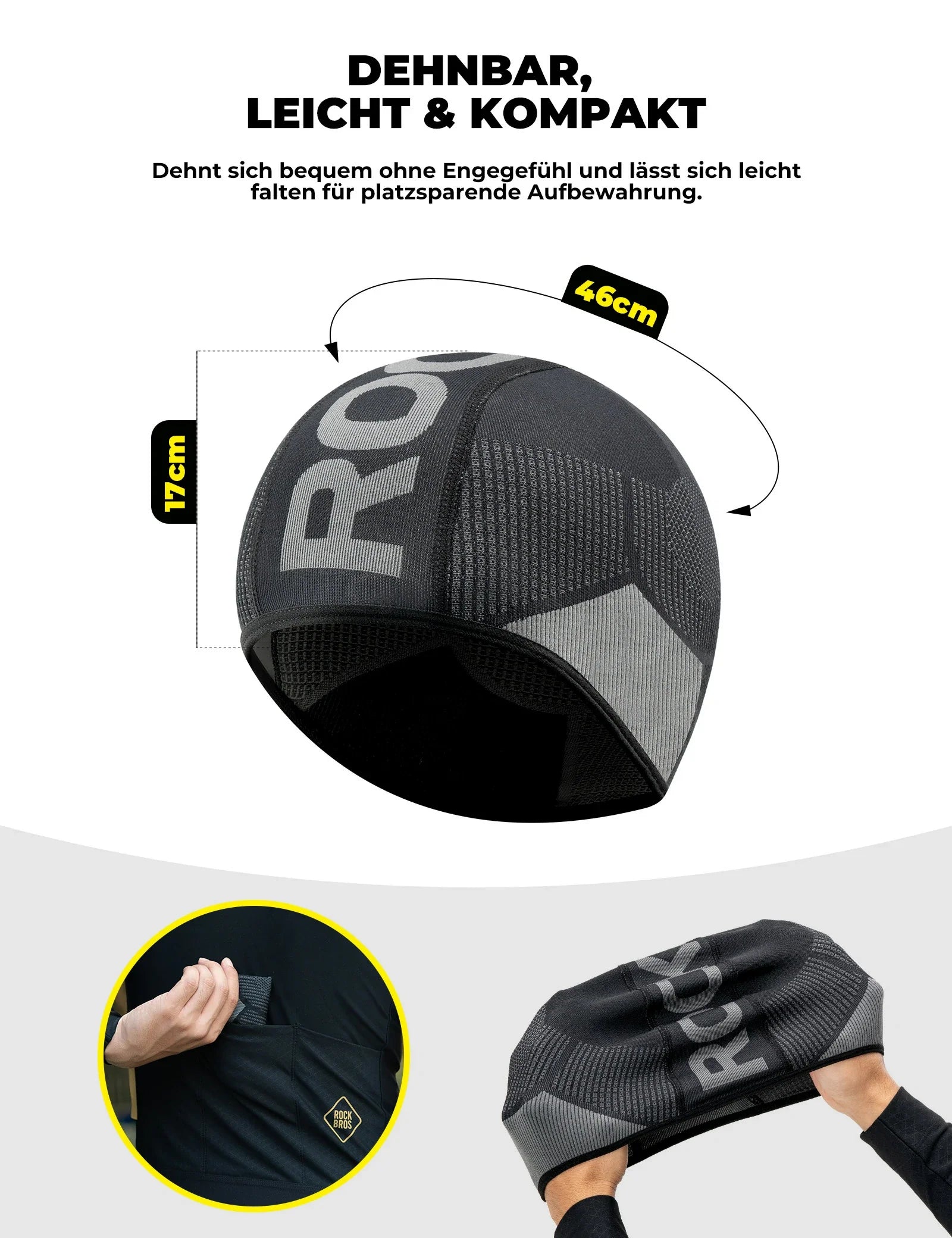 Rockbros - HelmMütze Winter mit Ohrenschutz, Atmungsaktiv & Winddicht