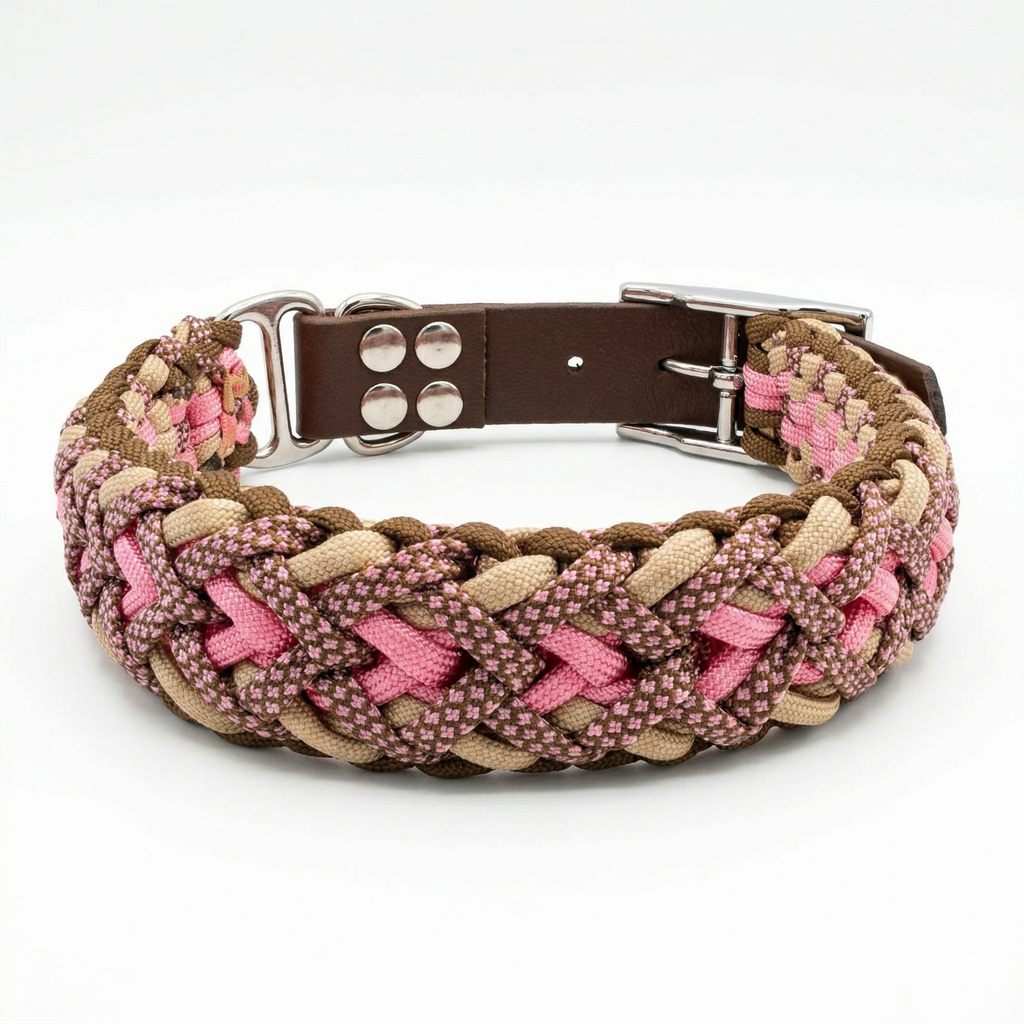 Pfotenlieblinge - Handgemachtes Paracord-Hundehalsband "Spring Blush"