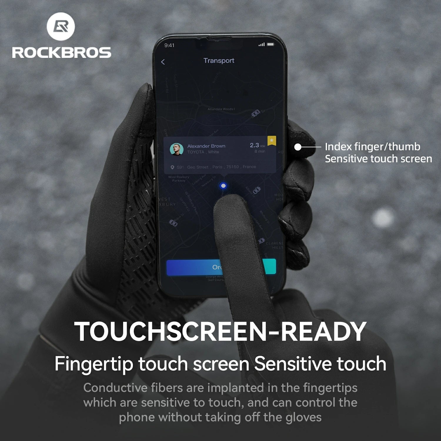 Rockbros - Graphene Winter-Fahrradhandschuhe von 5°C bis 15°C
