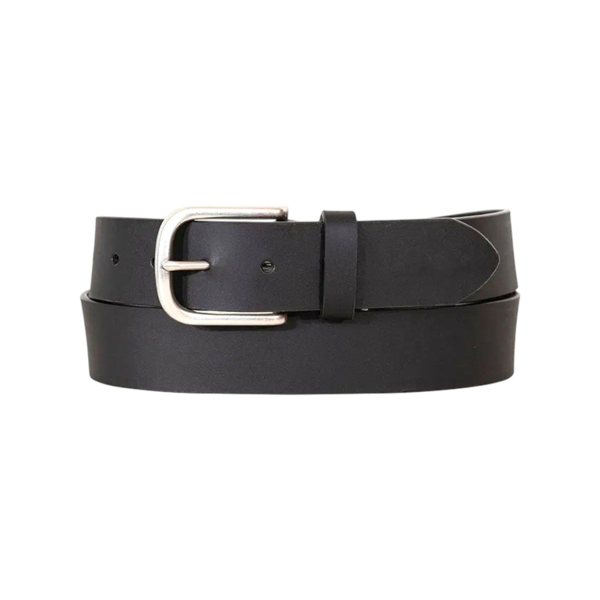Damen Gürtel Schwarz 3,5cm » Ledergürtel mit Silber Schnalle » Echt Leder » schwarz matt