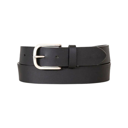 Damen Gürtel Schwarz 3,5cm » Ledergürtel mit Silber Schnalle » Echt Leder » schwarz matt