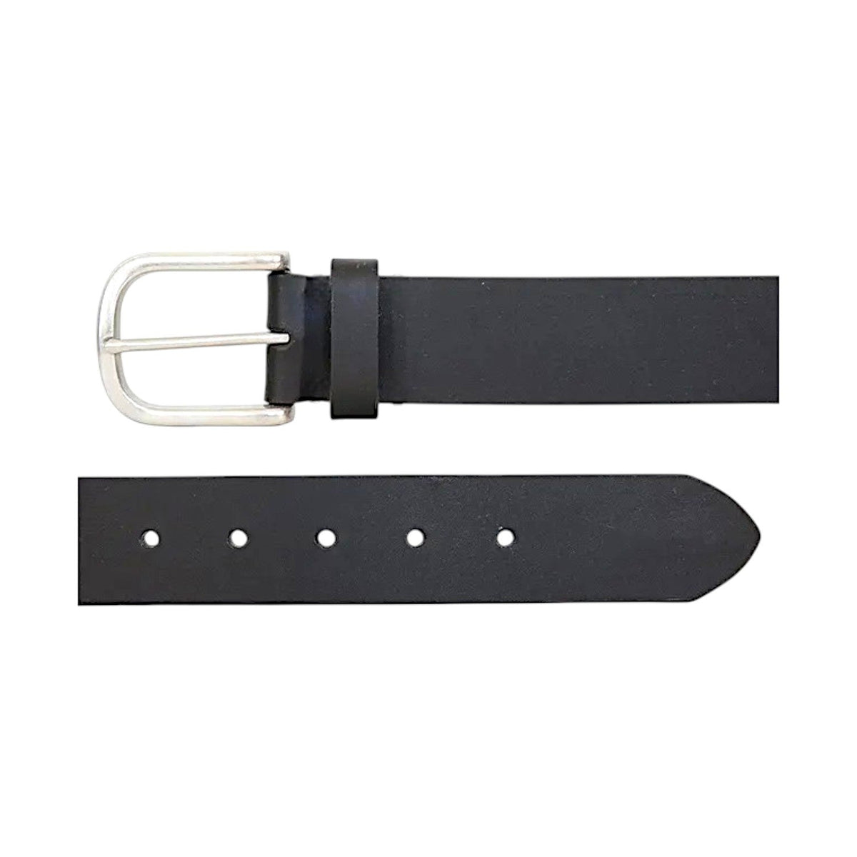 Damen Gürtel Schwarz 3,5cm » Ledergürtel mit Silber Schnalle » Echt Leder » schwarz matt