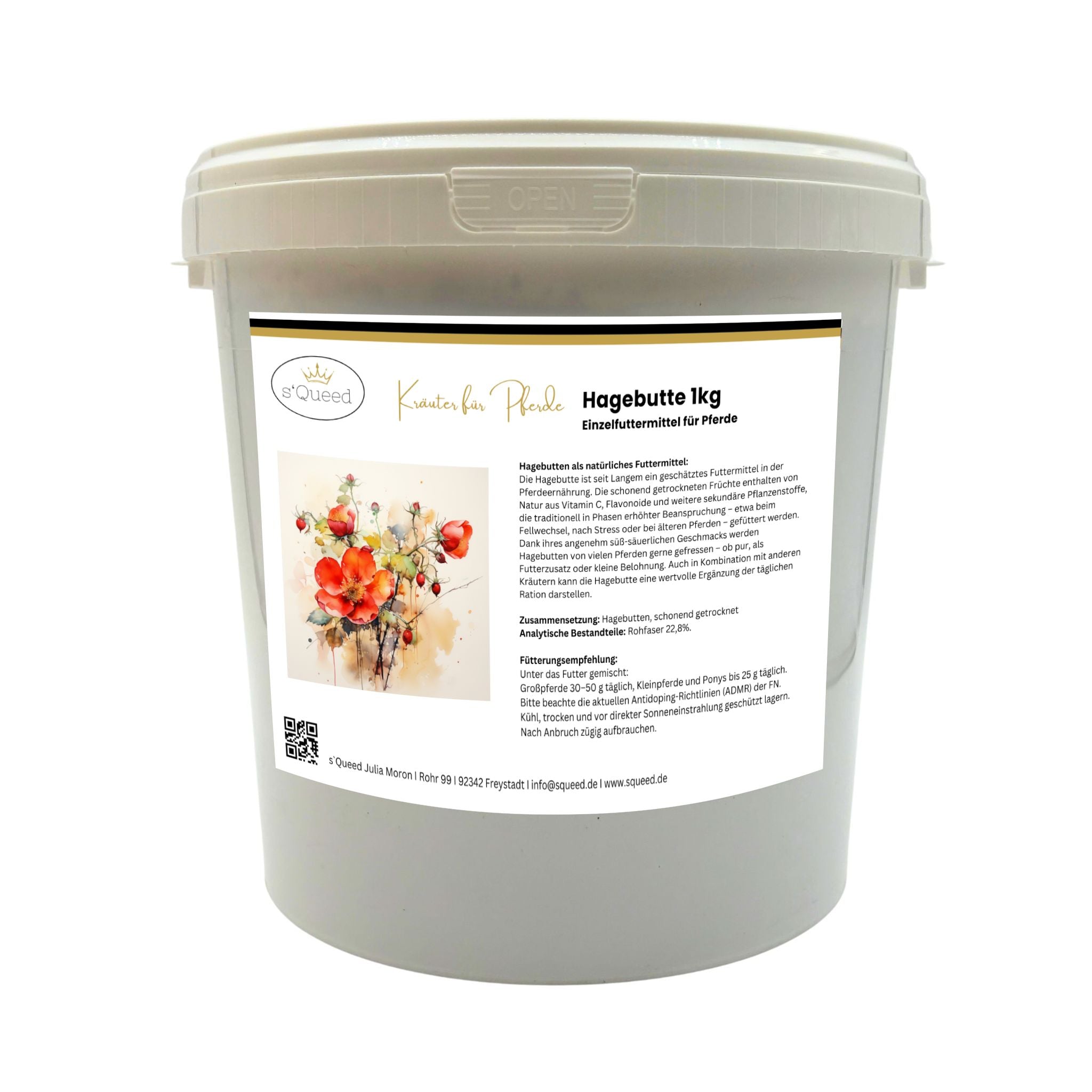 s`Queed - Hagebutten für Pferde 1kg, getrocknet, ganze Frucht