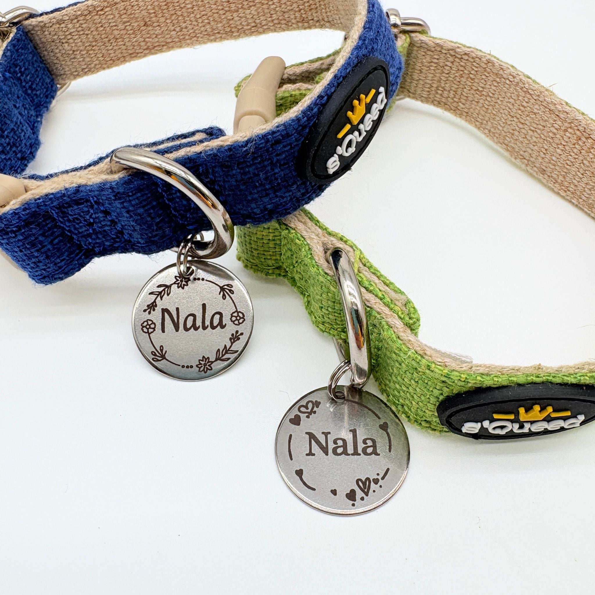 Hundehalsband-Set "Hempy" - Halsband + Leine + gravierte Hundemarke