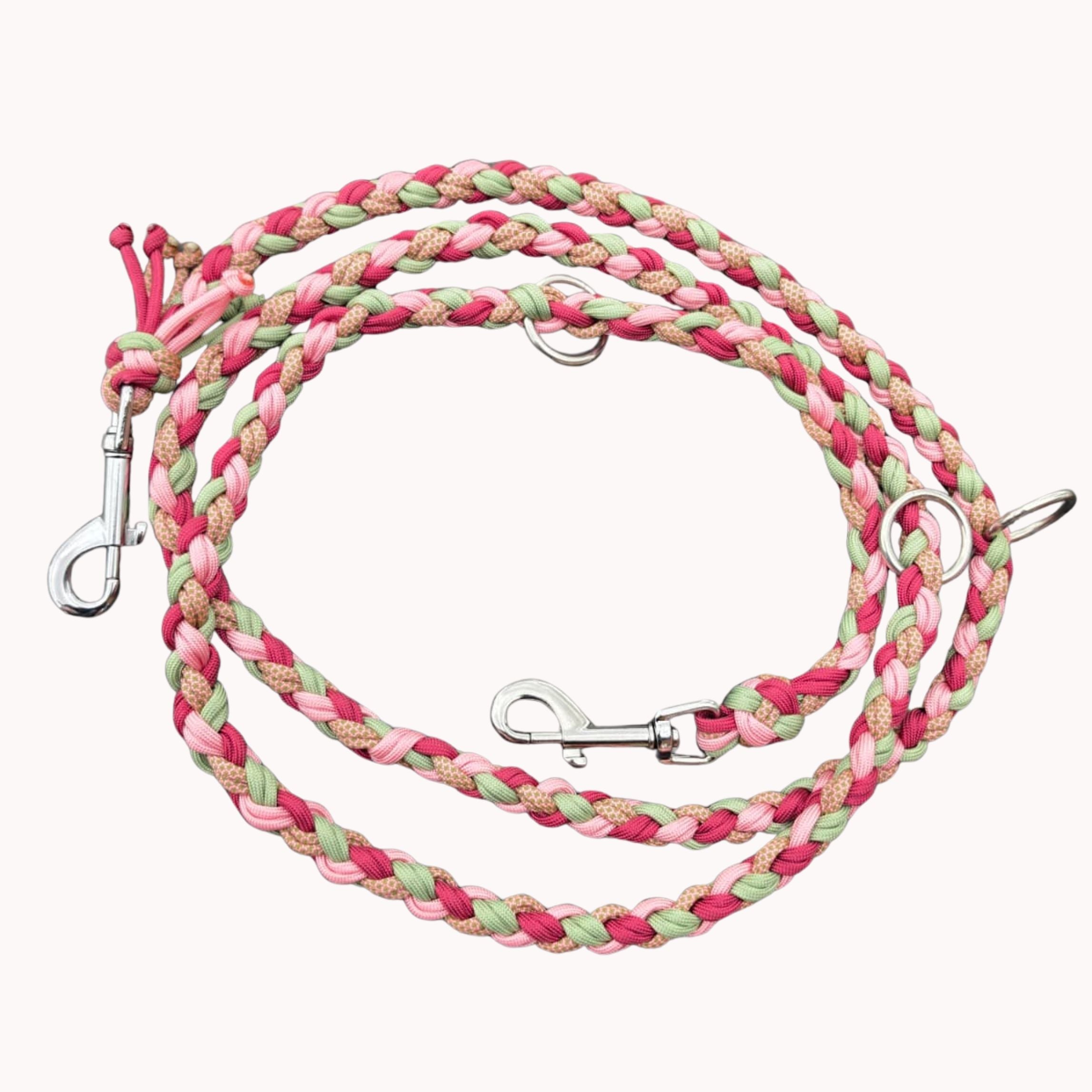 Pfotenlieblinge - Handgemachtes Paracord-Hundehalsband „Rosé Sage“