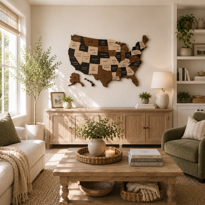 🇺🇸 USA 3D Wooden Map