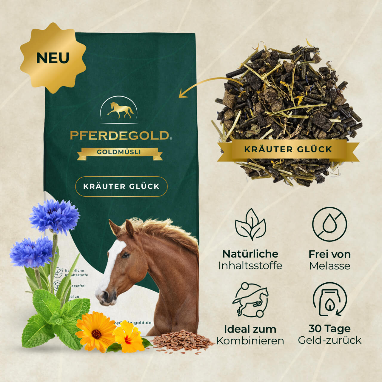 Pferdegold - Goldmüsli® Kräuter Glück