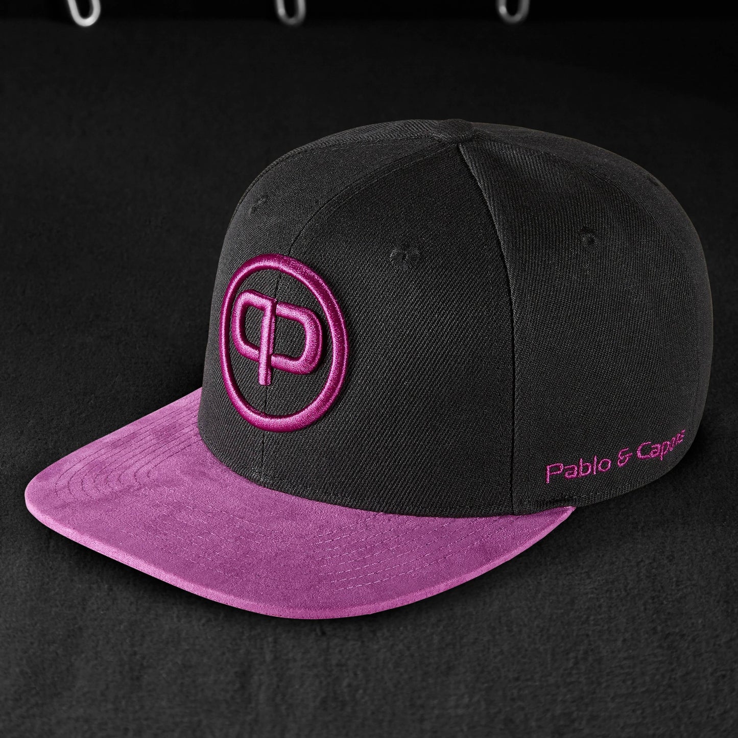 Snapback Cap - Black & Flash-Suede