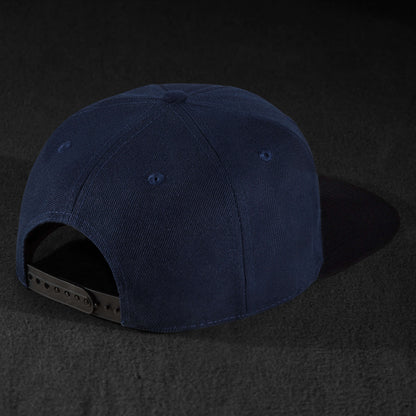 Snapback Cap - Navy Blue on Black