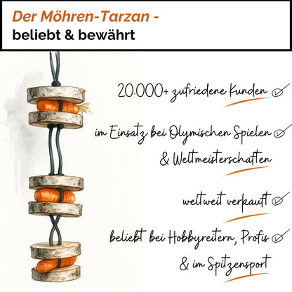 Pferdespielzeug Möhren-Tarzan – Spielzeug für Pferde gegen Langeweile – Pferdebeschäftigung