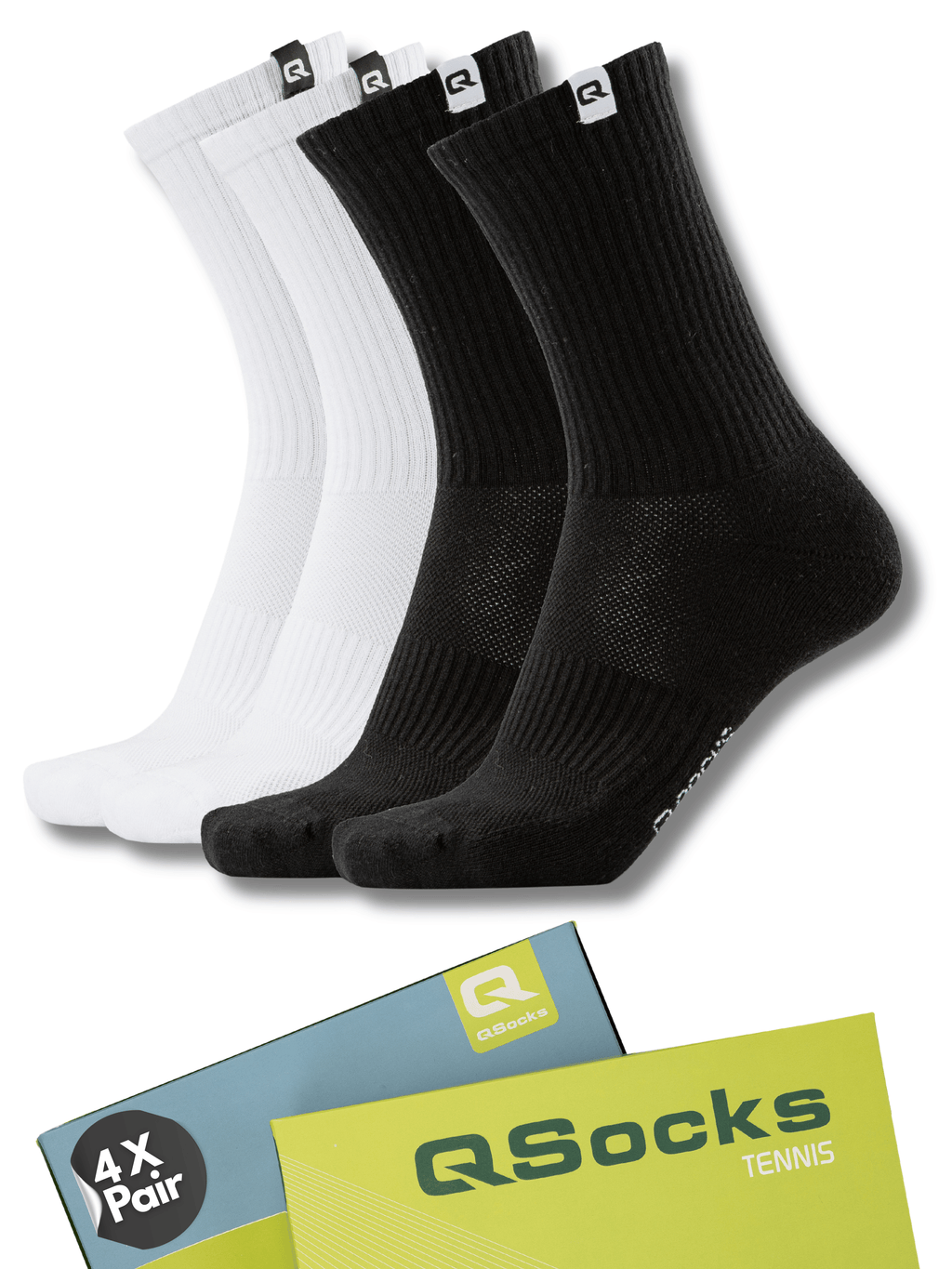 Gepolsterte Tennissocken – 4 Paar | Sportsocken für Damen & Herren | Qolonia