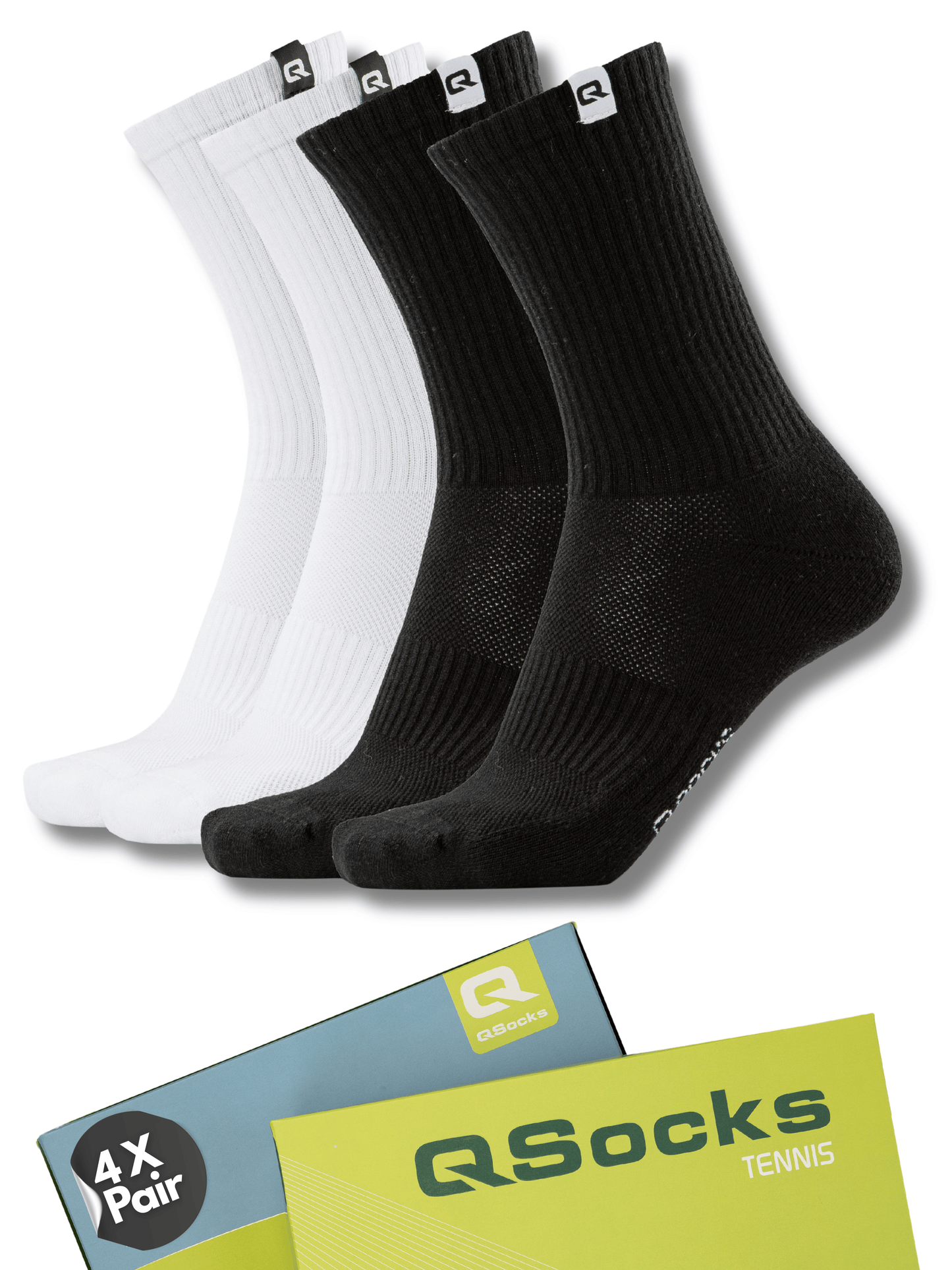 Gepolsterte Tennissocken – 4 Paar | Sportsocken für Damen & Herren | Qolonia