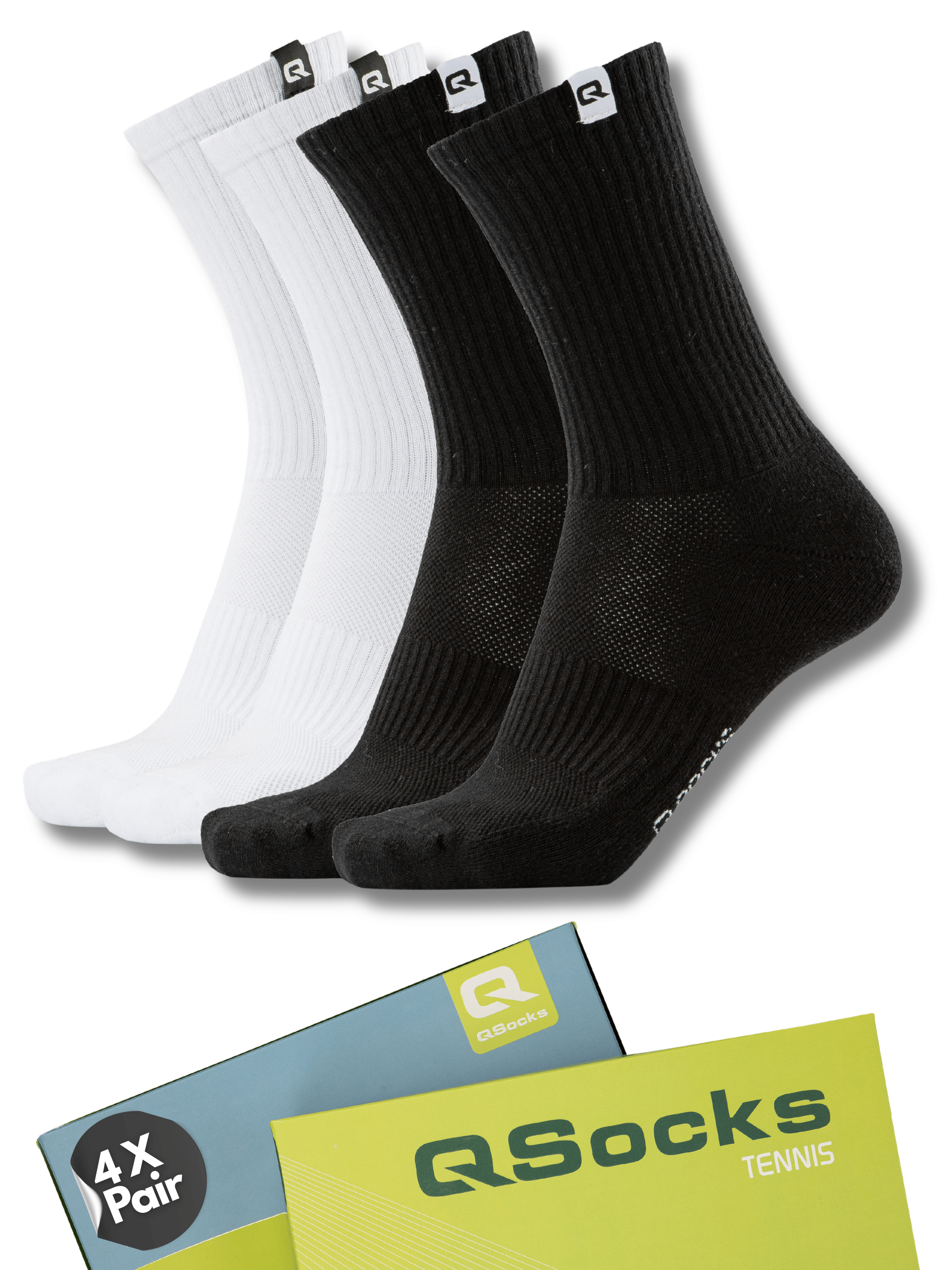 Gepolsterte Tennissocken – 4 Paar | Sportsocken für Damen & Herren | Qolonia