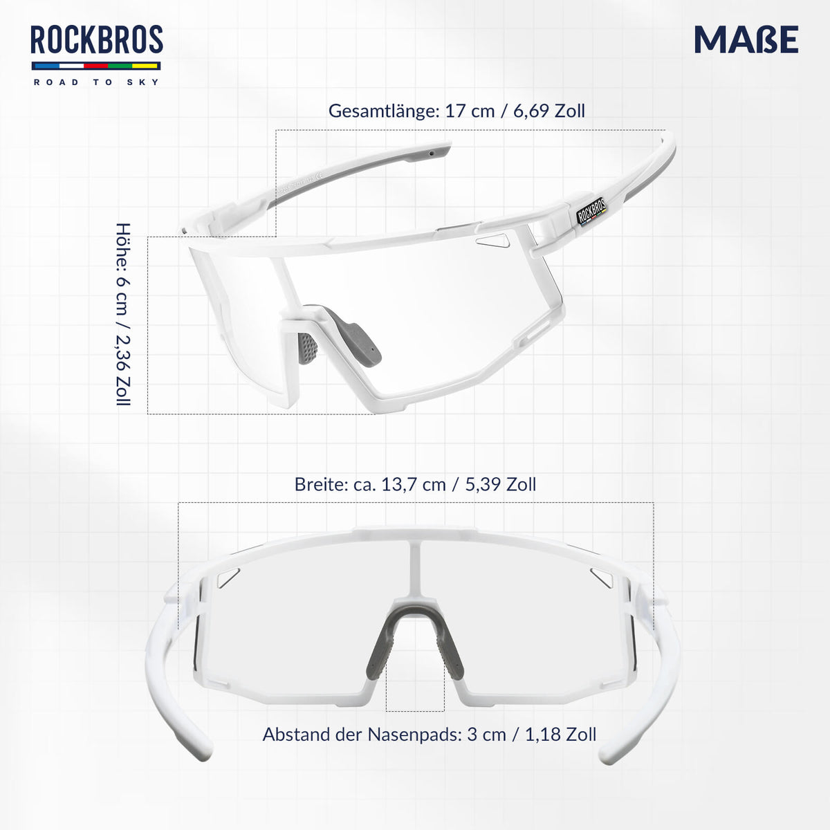ROAD TO SKY Photochrome Fahrradbrille UV400 Schutz Verstellbare Nasenpads