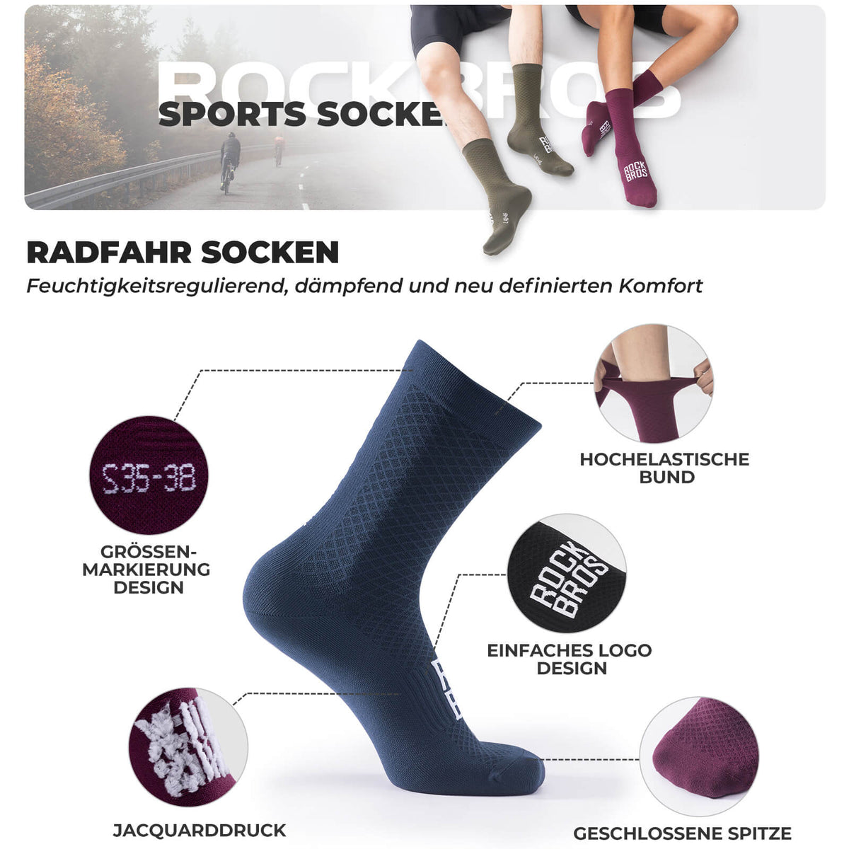 Sportsocken Baumwolle Atmungsaktive Laufsocken