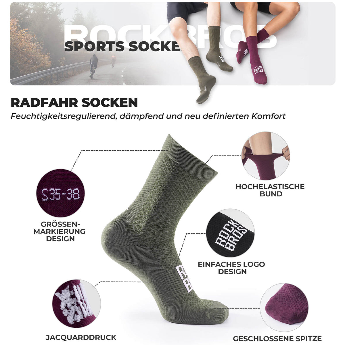 Sportsocken Baumwolle Atmungsaktive Laufsocken