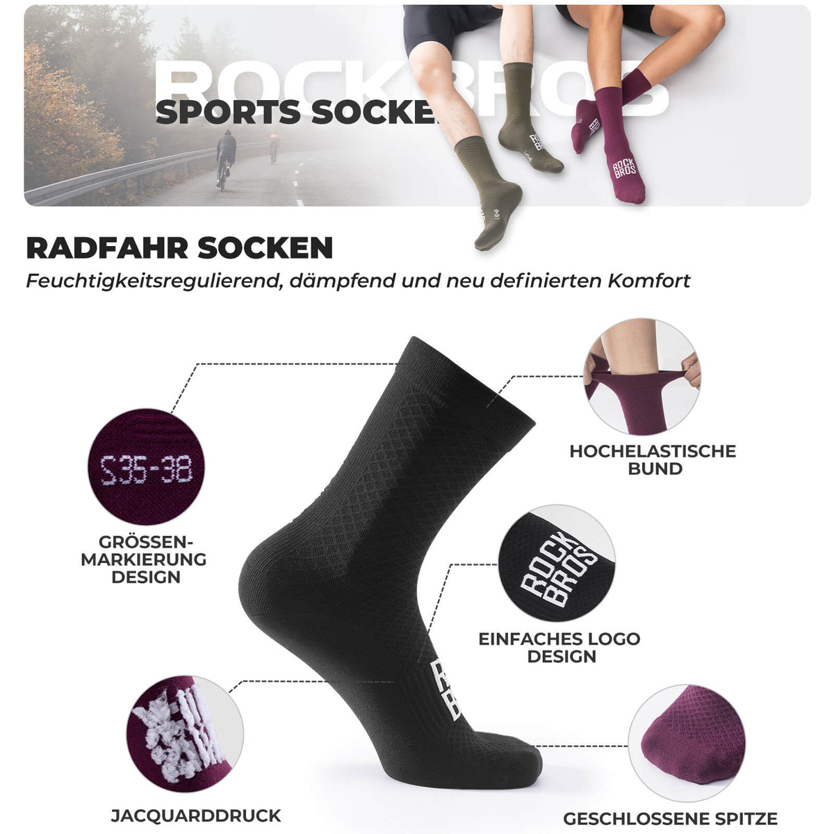 Sportsocken Baumwolle Atmungsaktive Laufsocken