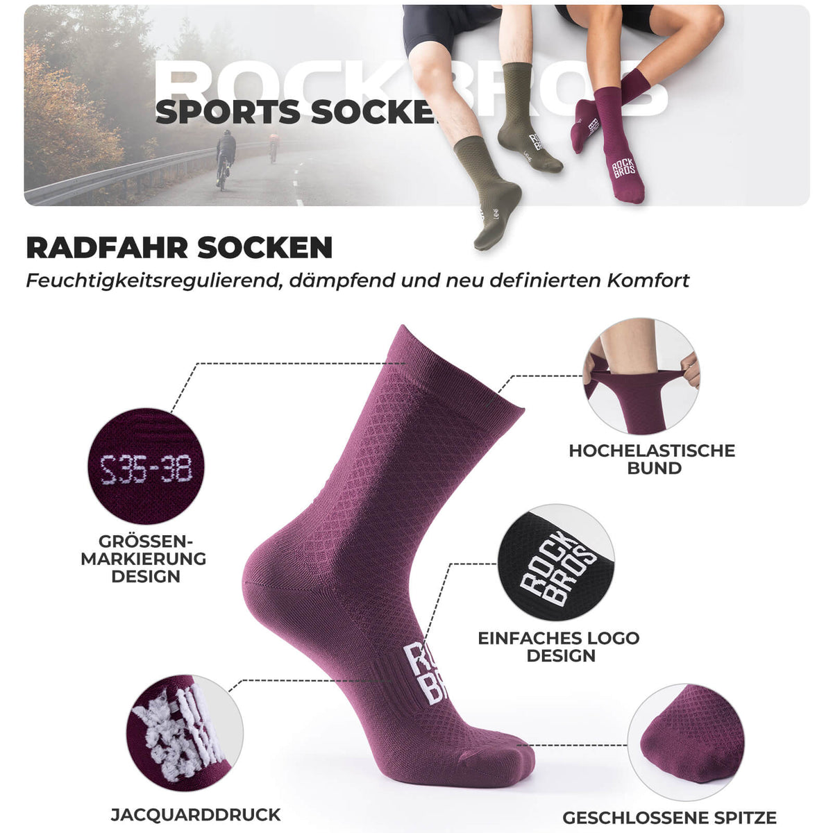 Sportsocken Baumwolle Atmungsaktive Laufsocken