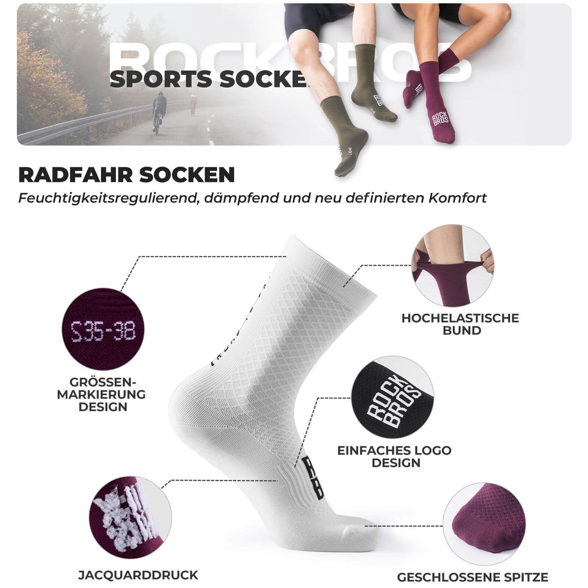 Sportsocken Baumwolle Atmungsaktive Laufsocken