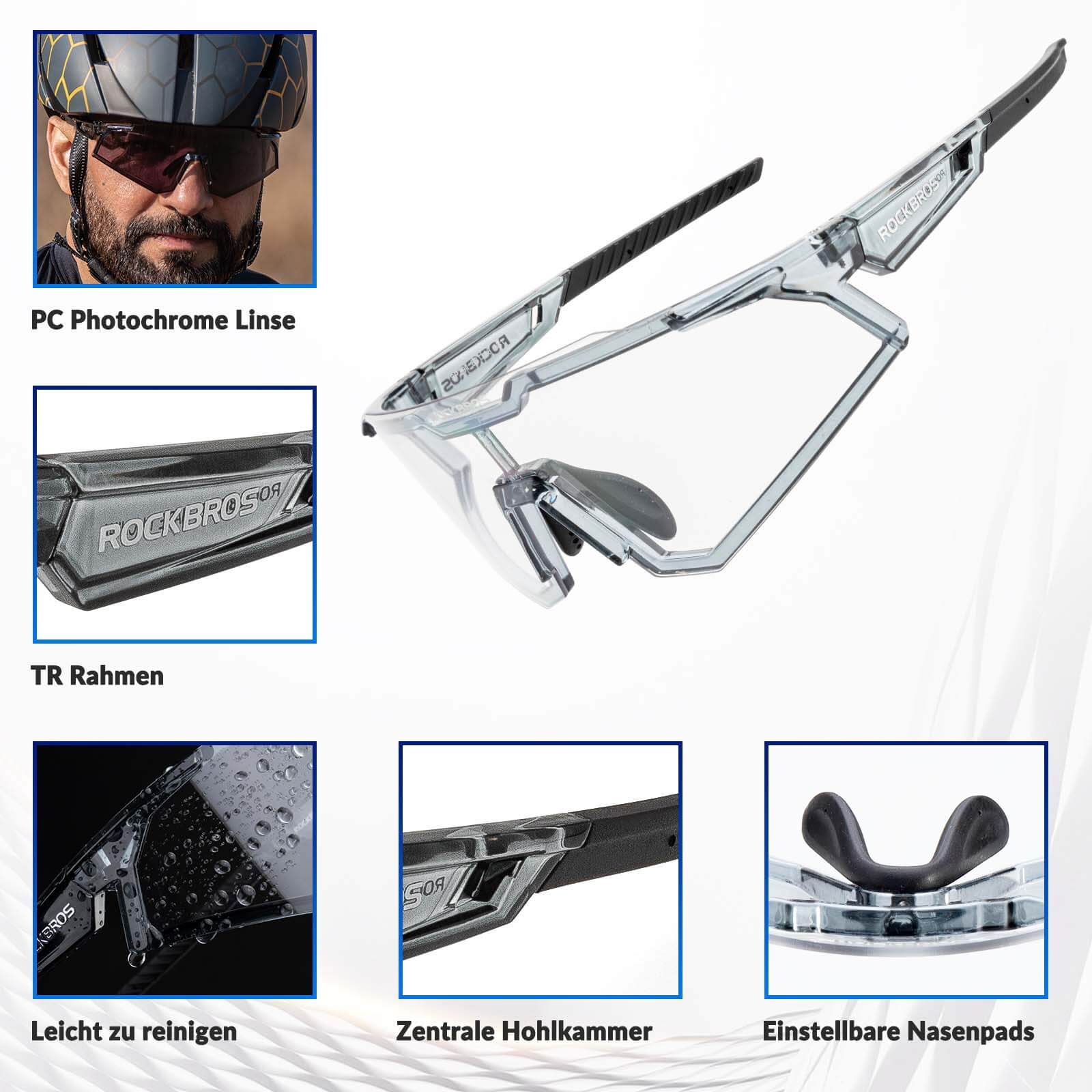 ROCKBROS Sonnenbrille Selbsttönend Outdoor UV400 Schutz