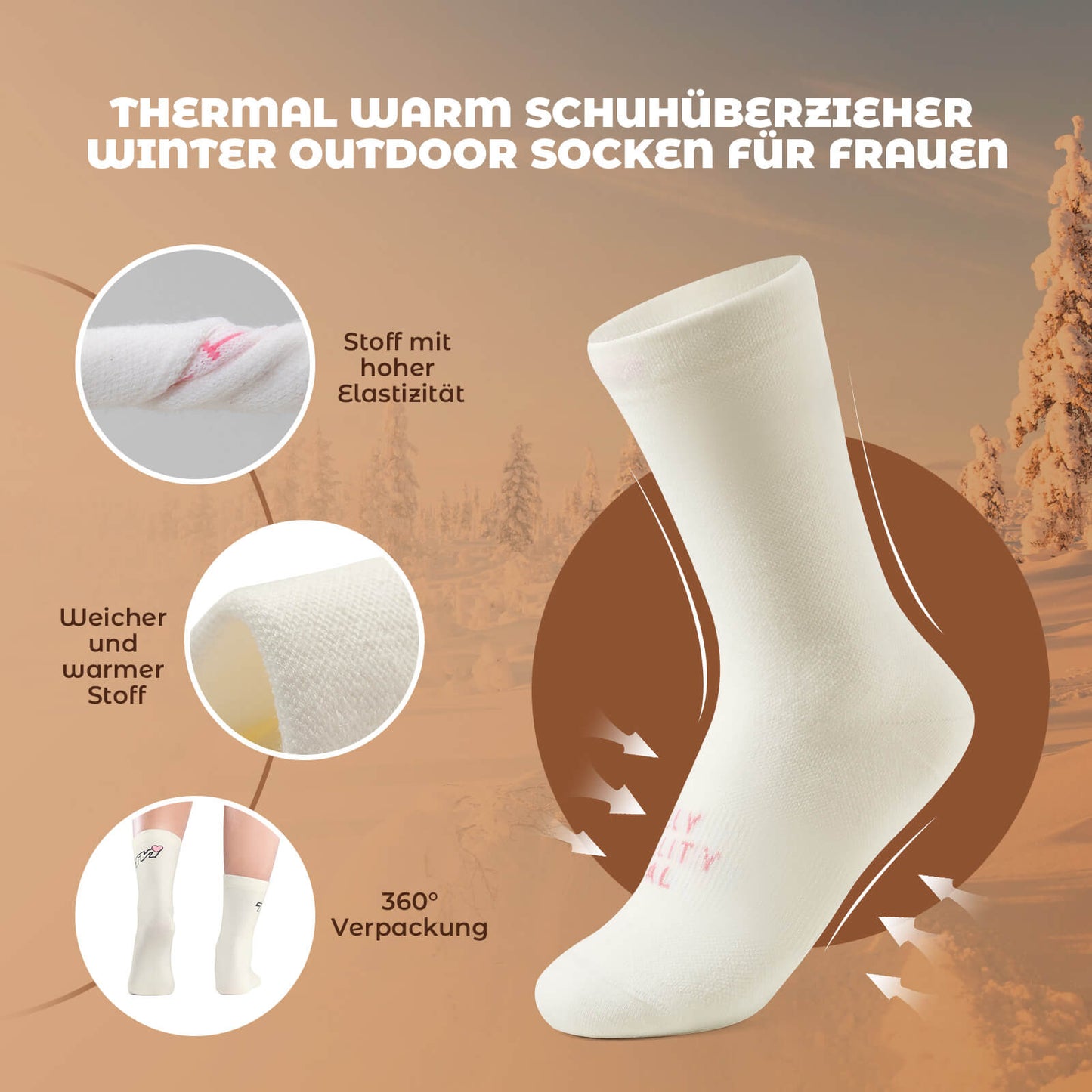 ROCKBROS TVI Damen Sportsocken Atmungsaktive Winter