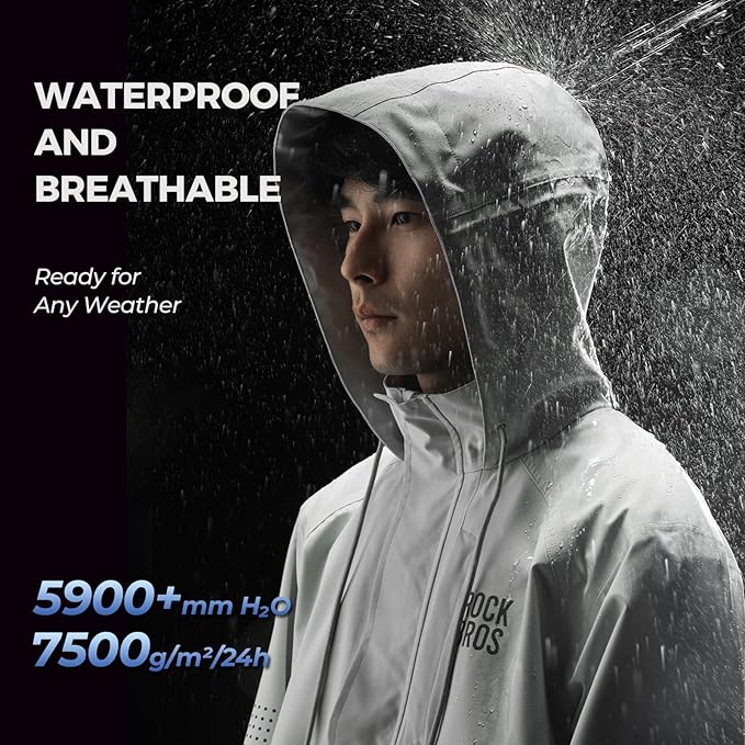 ROCKBROS - Regenjacke Wasserdichte Atmungsaktiv Regenponcho Regenmantel Windjacke