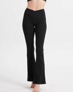 Set Bootcut Leggings High Waist + Tank Top gerippt– Schwarz