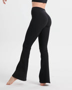 Bootcut Leggings High Waist gerippt blickdicht – Schwarz