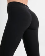 Bootcut Leggings High Waist gerippt blickdicht – Schwarz