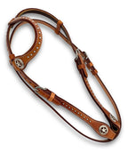 Einohr Westerntrense, Kopfstück mit Star-Conchos und Nieten, braun