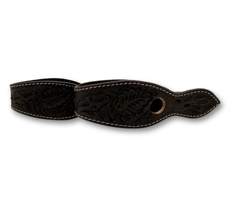 LPTrick - Leder Slobber Bars mit Blumen Punzierung, dunkelbraun