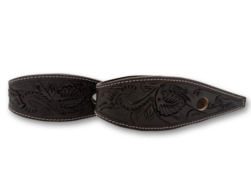 LPTrick - Leder Slobber Bars mit Blumen Punzierung, dunkelbraun