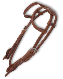 Zweiohr Westerntrense Quick Change mit Kehlriemen, Western Arbeitszaum, amerikanisches Leder