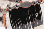 Glitzer Showtrense silber mit Vorderzeug und Fransen, Set aus Vorderzeug und Westerntrense,