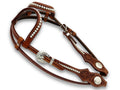 Elegante Zweiohr Westerntrense mit Perlen und Kehlriemen, medium Braun