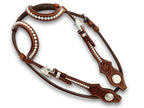Elegante Zweiohr Westerntrense mit Perlen und Kehlriemen, medium Braun