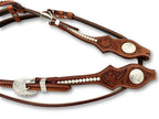 Elegante Zweiohr Westerntrense mit Perlen und Kehlriemen, medium Braun