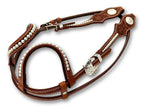 Elegante Zweiohr Westerntrense mit Perlen und Kehlriemen, medium Braun