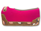 Wollfilz Westernpad Pink - Anatomisches Sattelpad mit Lederbesatz (78x80 cm)