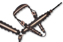 Kaltblut Westernset dunkelbraun mit echthaar Inlay, Set aus Vorderzeug und Trense