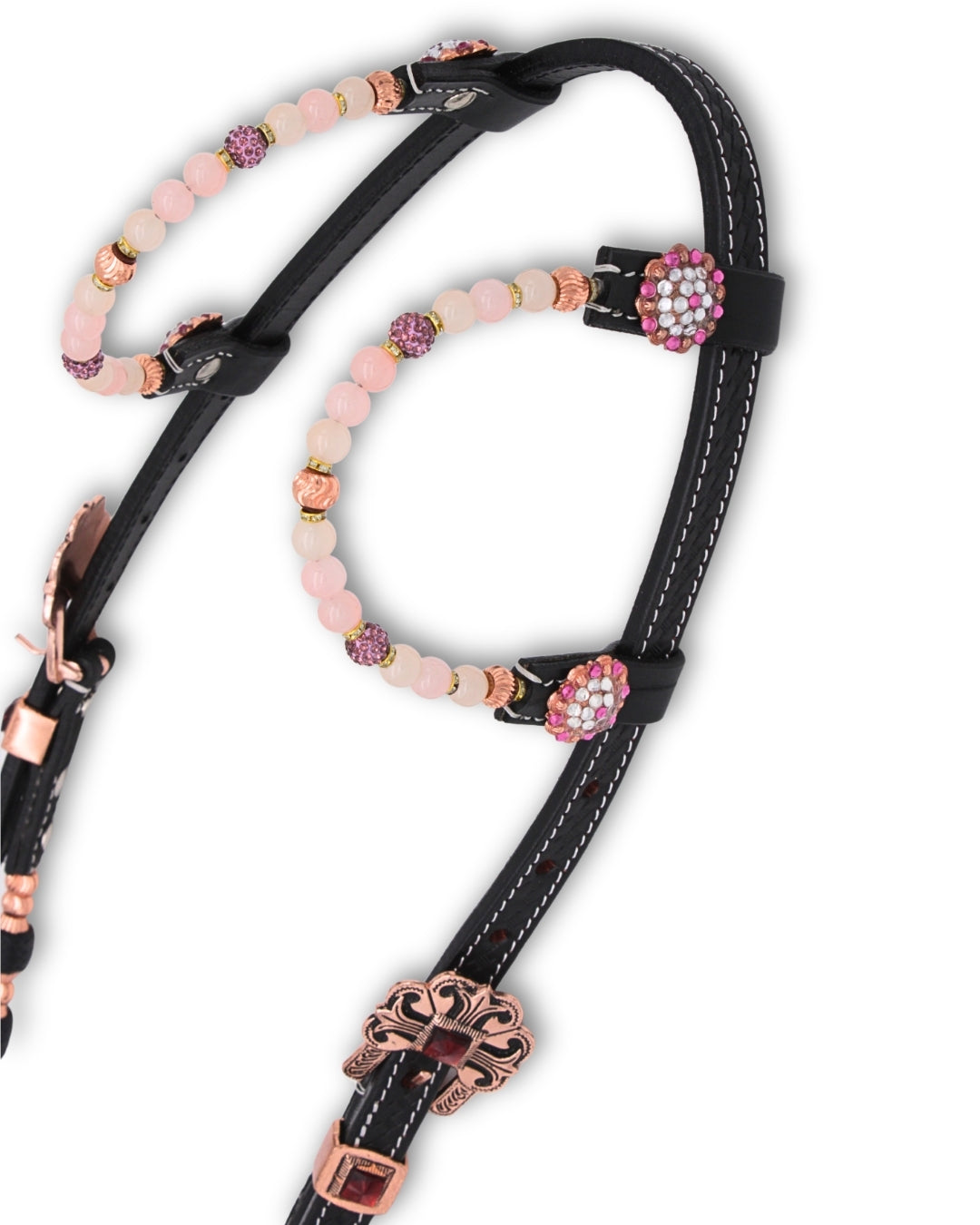 Zweiohr Westerntrense Schwarz Rosegold mit Perlen-Earloop,