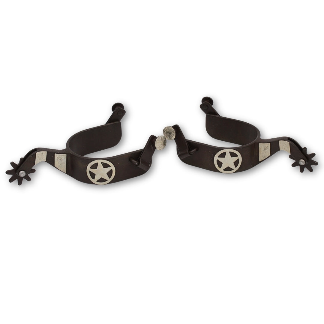 Westernsporen braun mit Texasstern, Rädchensporen,