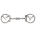 Westerngebiss D-Ring Wassertrense doppelt gebrochen mit Longhorn-Motiv 12,5 cm