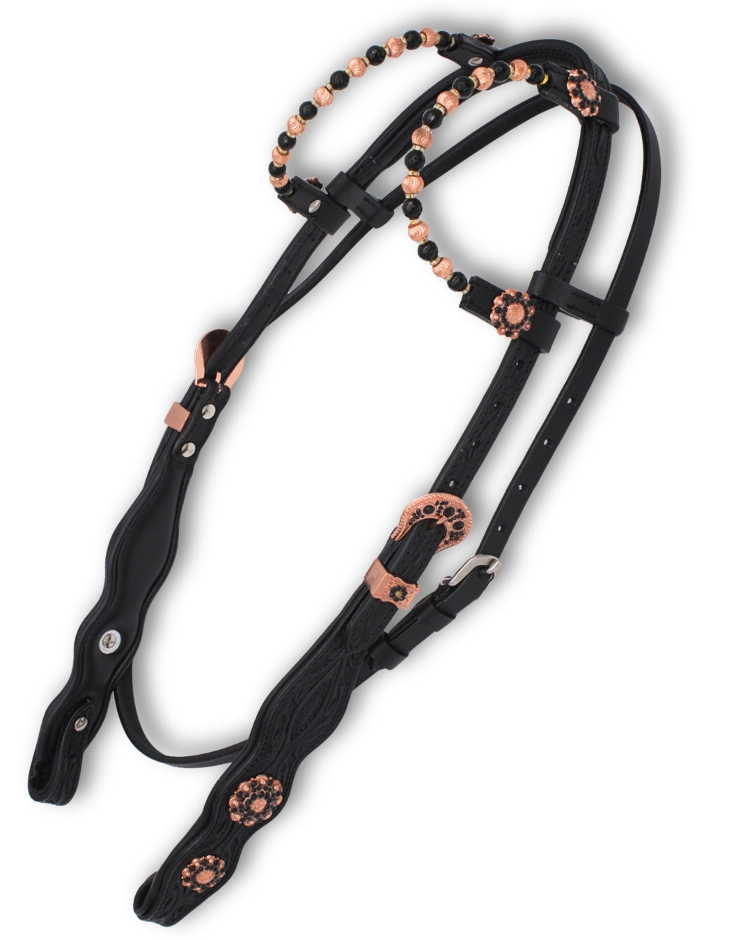 Super Soft Westerntrense Zweiohr Rosegold/Schwarz mit Kehlriemen
