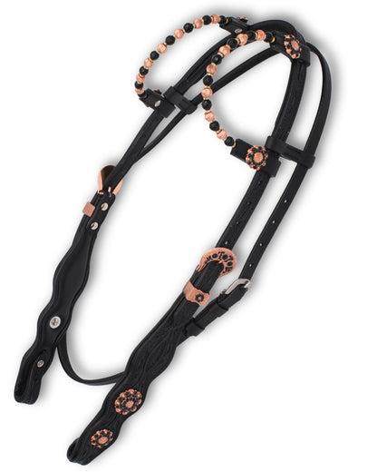 Super Soft Westerntrense Zweiohr Rosegold/Schwarz mit Kehlriemen