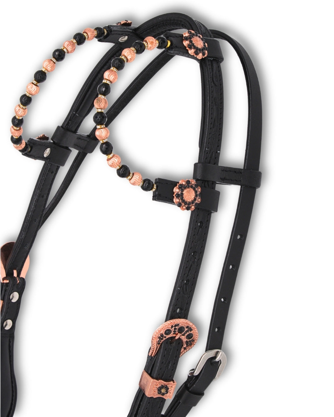 Super Soft Westerntrense Zweiohr Rosegold/Schwarz mit Kehlriemen,