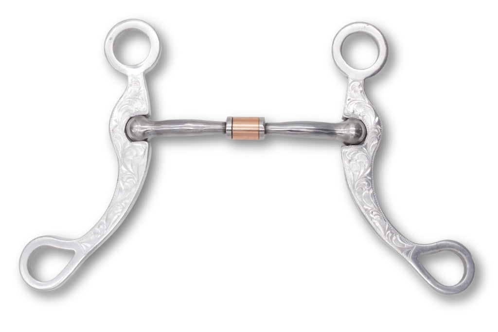 Western show snaffle bit mit Gravur, mit Kupferrolle 13,5cm
