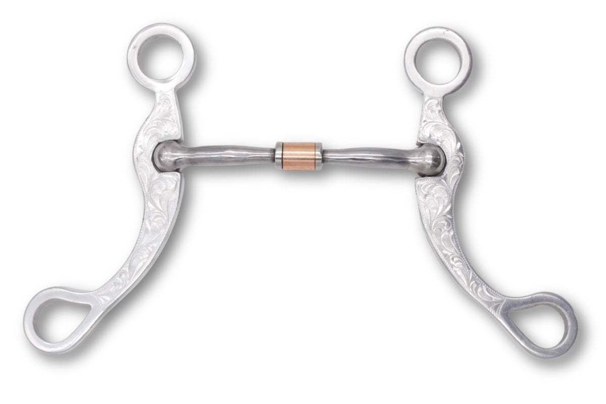 Western show snaffle bit mit Gravur, mit Kupferrolle 13,5cm